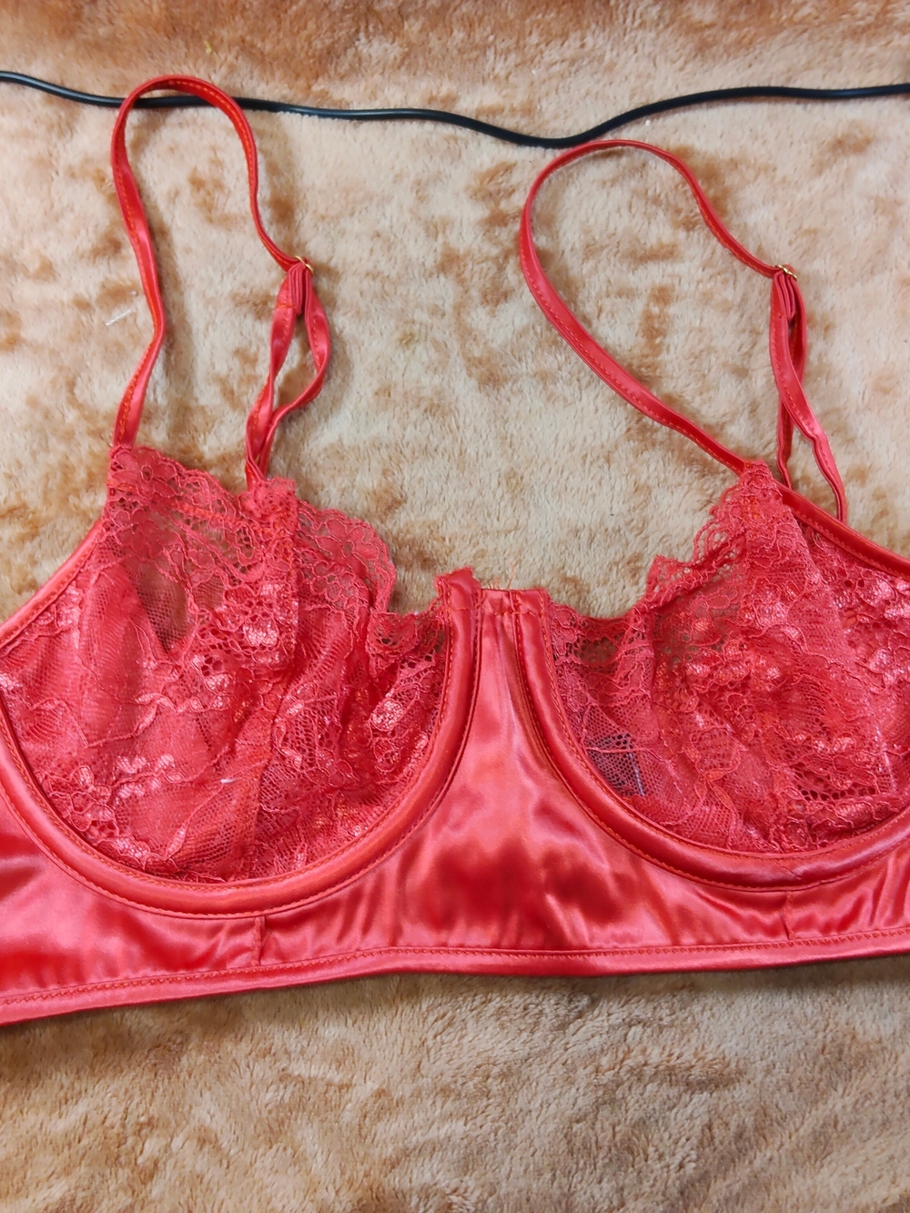 Fashion Nova Red Lace & Satin Underwire Bra